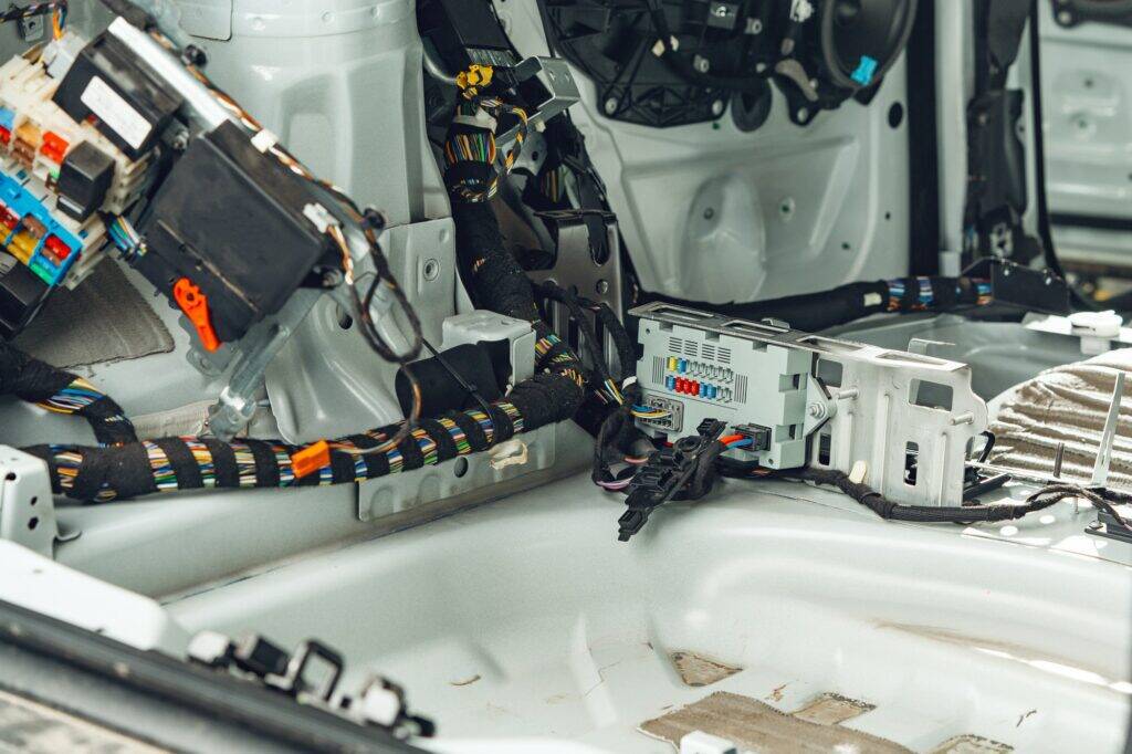 Electric wiring system with colorful wires in the car